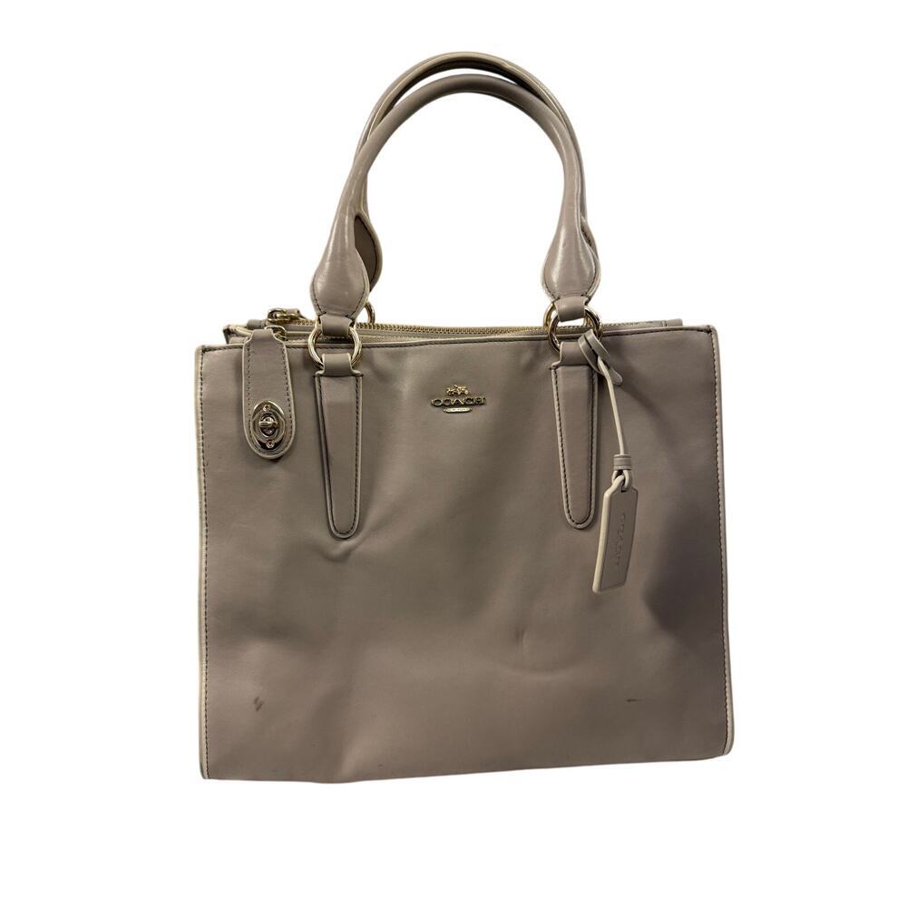 Coach Gray Taupe Rowan Leather Satchel Handbag Purse GS